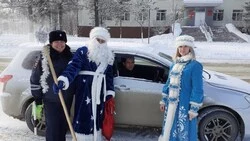 Полицейский Дед Мороз со Снегуркой в погонах